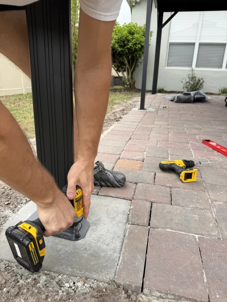 Orlando – Purple Leaf Hardtop Gazebo – Concrete Footings on Pavers – 2 Days
