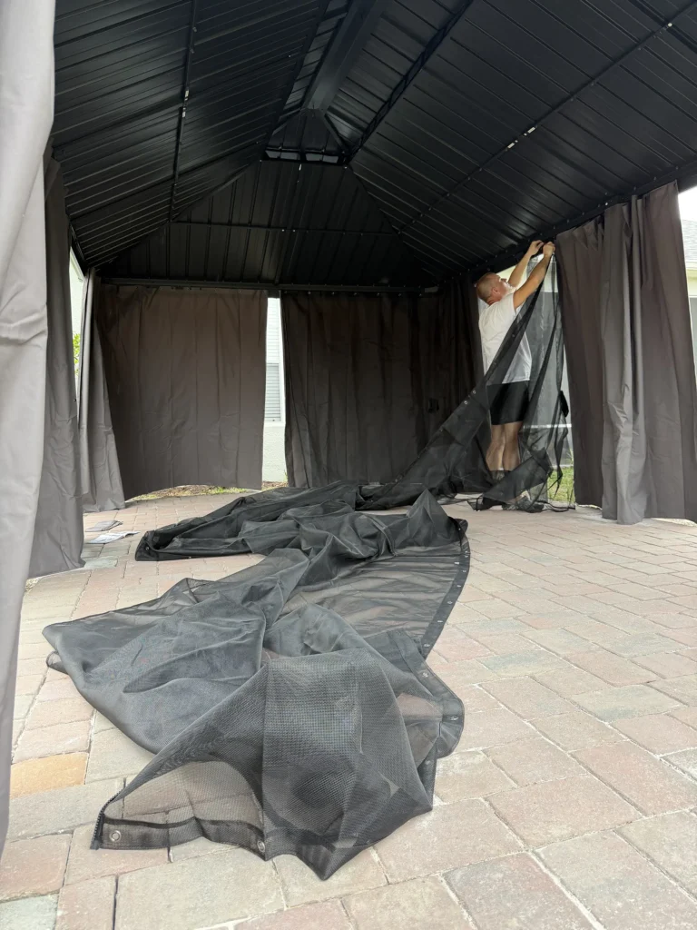 Orlando – Purple Leaf Hardtop Gazebo – Concrete Footings on Pavers – 2 Days