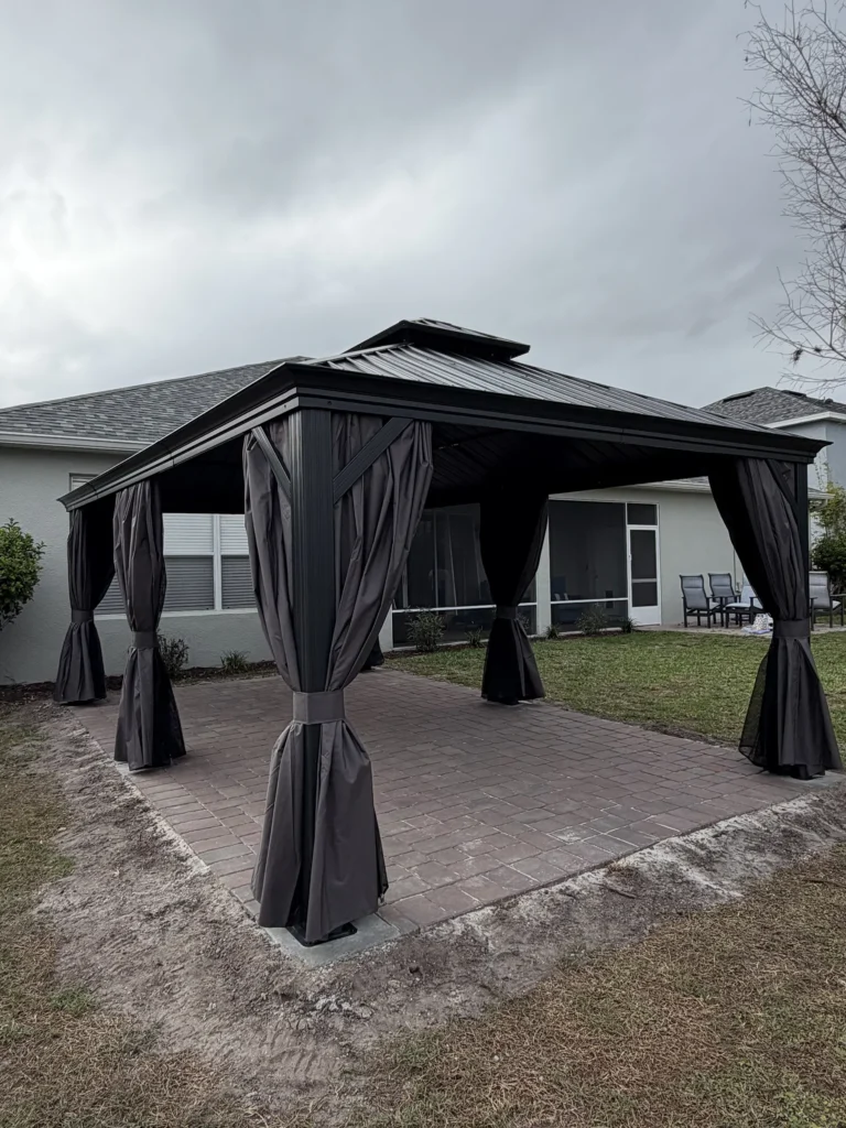 Orlando – Purple Leaf Hardtop Gazebo – Concrete Footings on Pavers