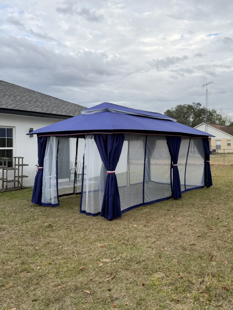 Marion Oaks – Soft Top Gazebo – Grass Installation