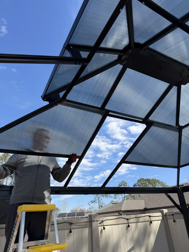 Palm Coast – Polycarbonate Roof Gazebo – Paver Patio – 1 Day