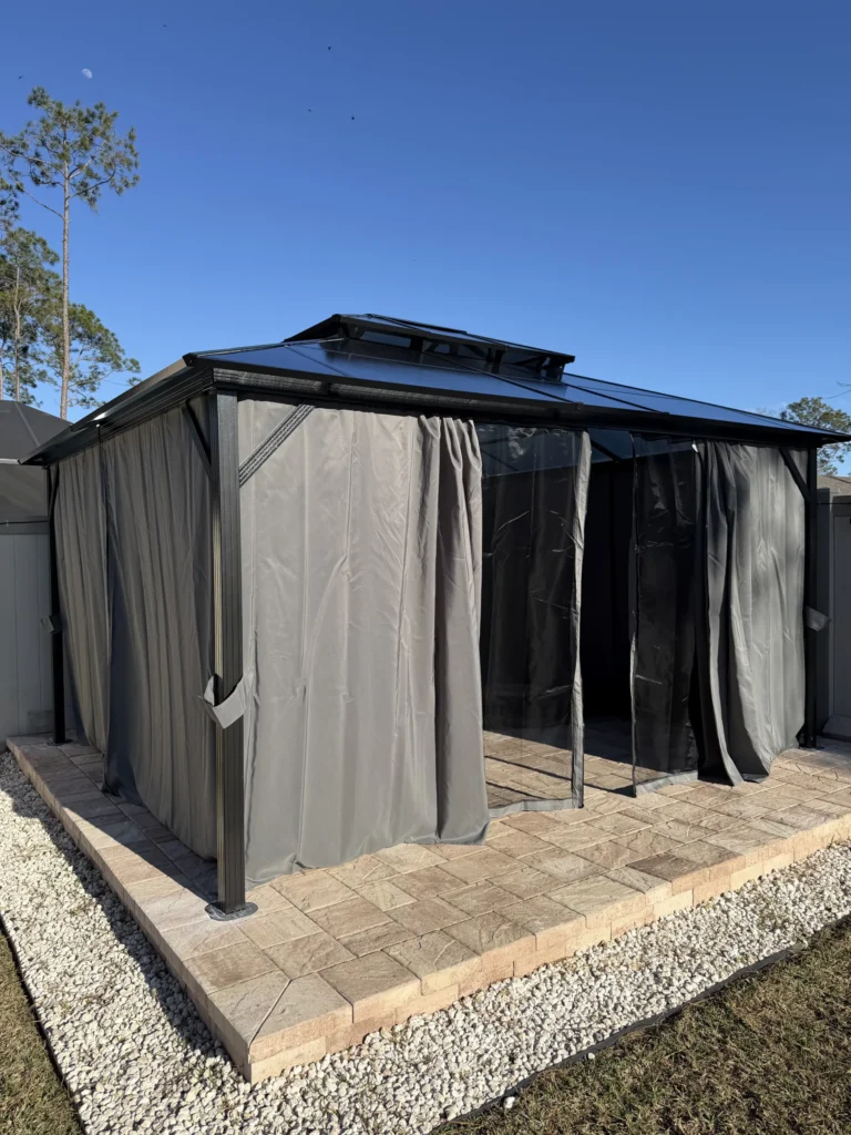 Palm Coast – Polycarbonate Roof Gazebo – Paver Patio – 1 Day