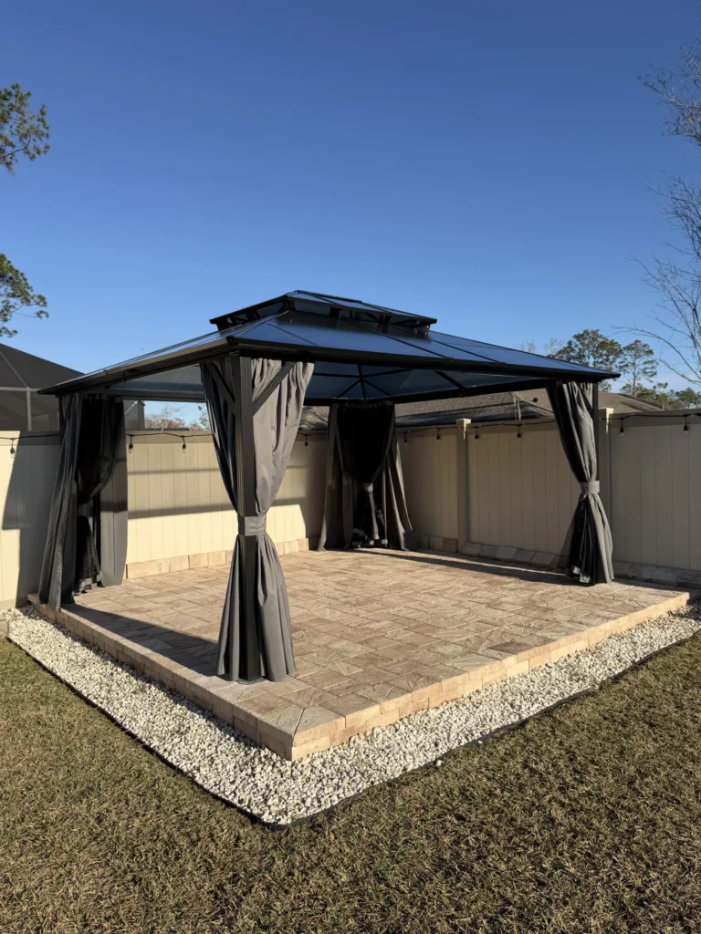 Palm Coast – Polycarbonate Roof Gazebo – Paver Patio
