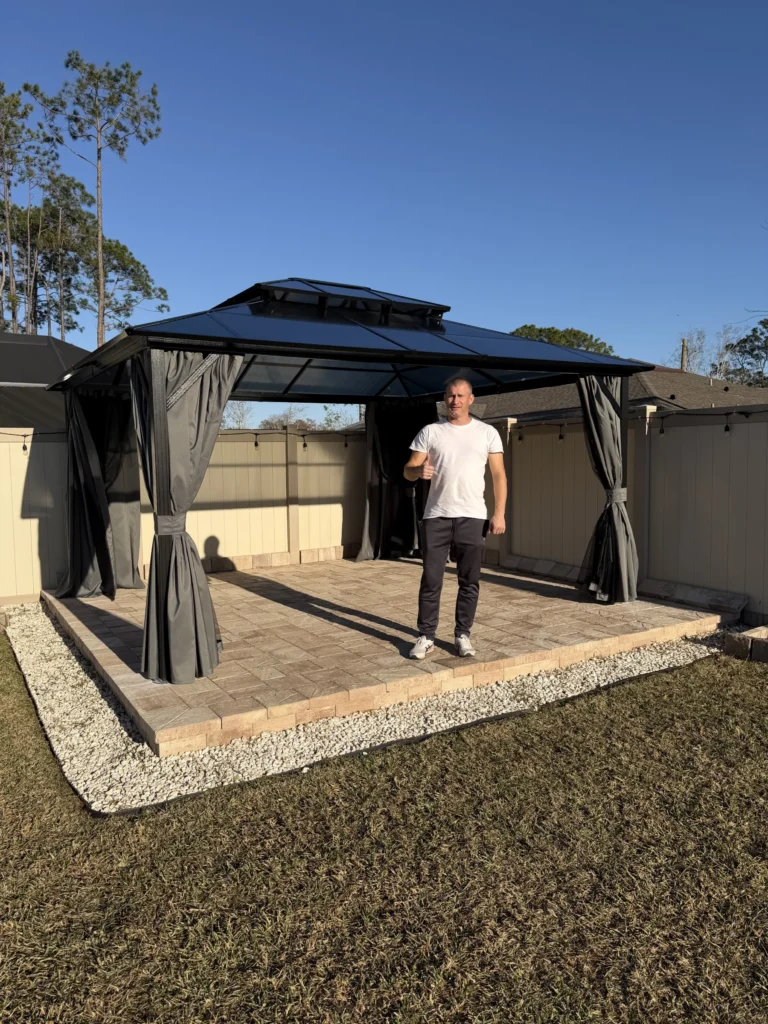 Palm Coast – Polycarbonate Roof Gazebo – Paver Patio – 1 Day
