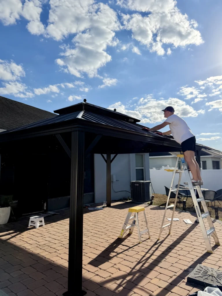 Mount Dora – Hardtop Gazebo – Paver Patio with Curtains – 1 Day