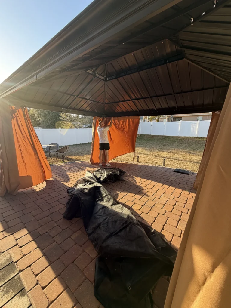 Mount Dora – Hardtop Gazebo – Paver Patio with Curtains – 1 Day