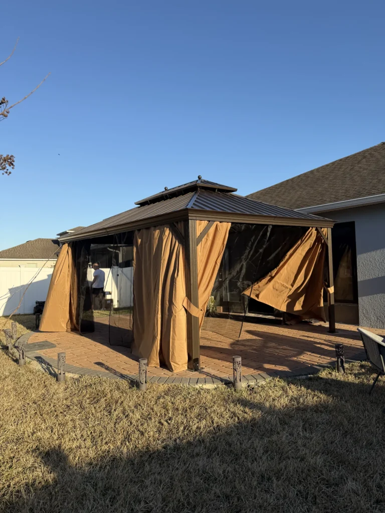 Mount Dora – Hardtop Gazebo – Paver Patio with Curtains – 1 Day