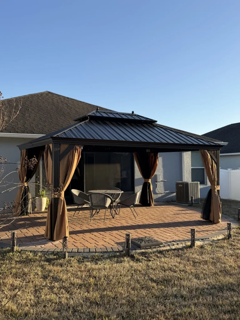 Mount Dora – Hardtop Gazebo – Paver Patio with Curtains – 1 Day