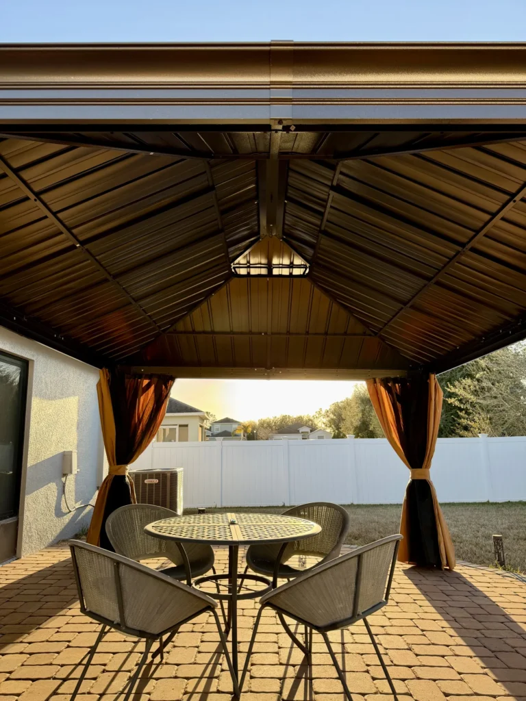 Mount Dora – Hardtop Gazebo – Paver Patio with Curtains – 1 Day