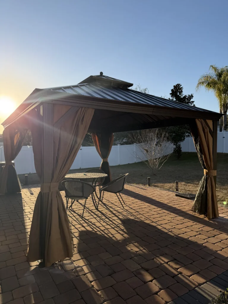 Mount Dora – Hardtop Gazebo – Paver Patio with Curtains – 1 Day