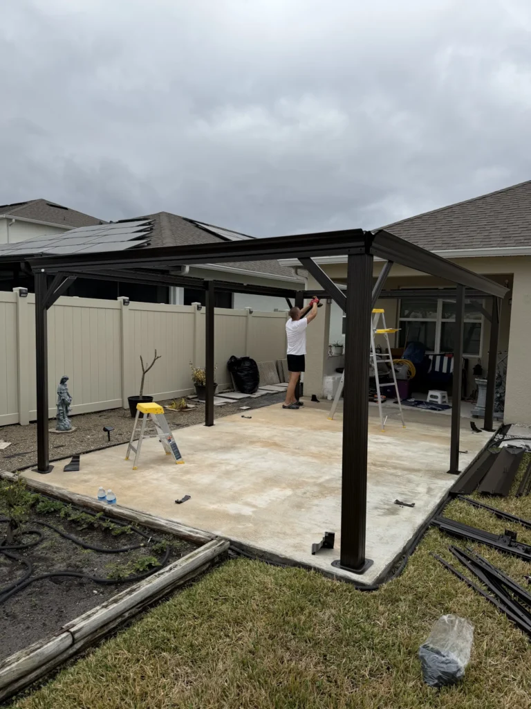 Sanford – Purple Leaf Hardtop Gazebo – Concrete Slab – 1 Day