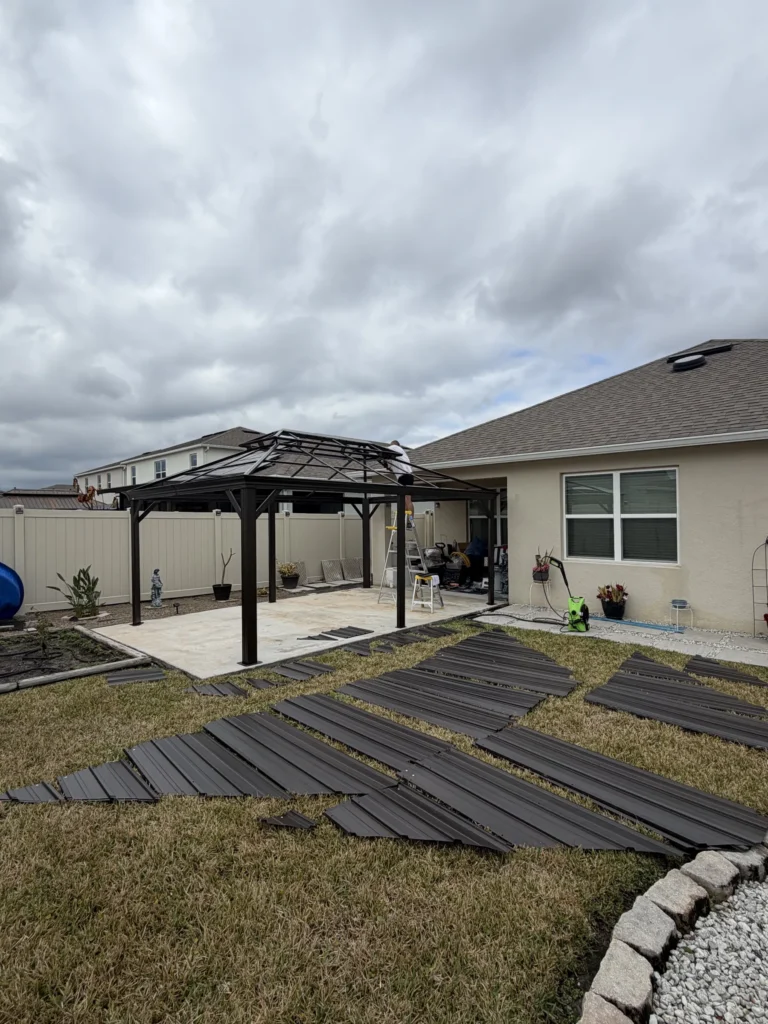 Sanford – Purple Leaf Hardtop Gazebo – Concrete Slab – 1 Day