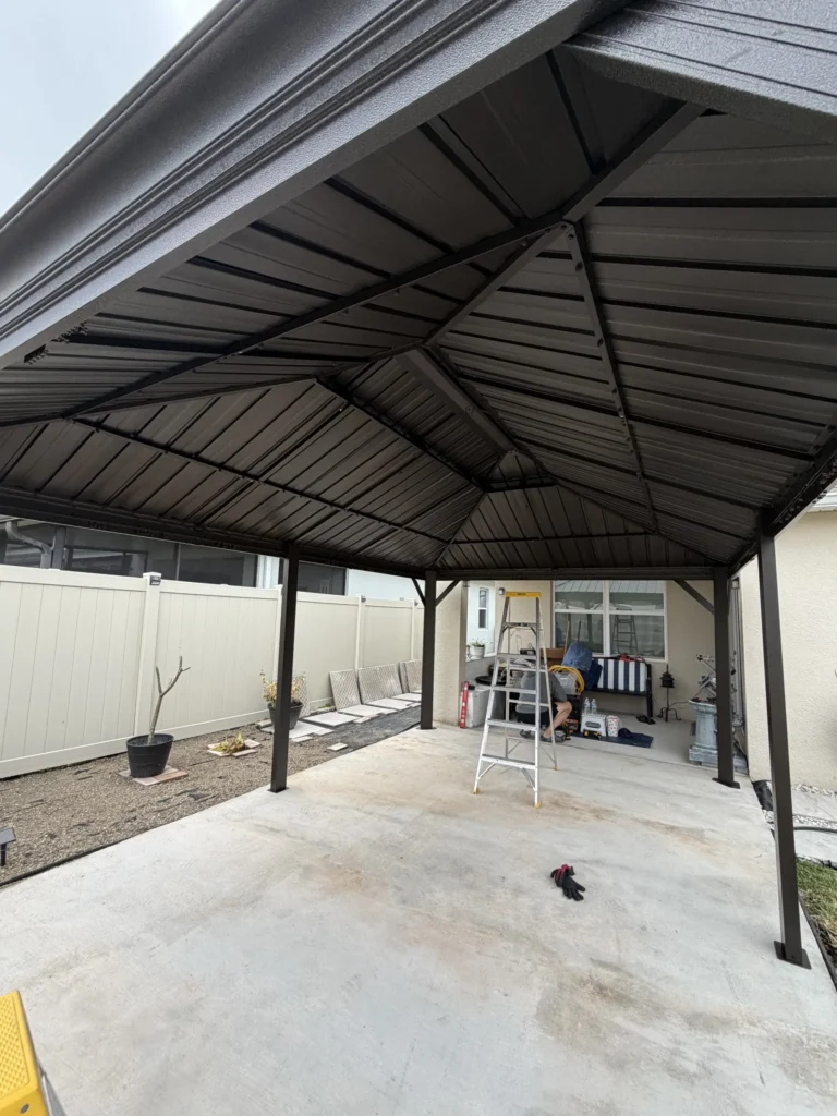 Sanford – Purple Leaf Hardtop Gazebo – Concrete Slab – 1 Day
