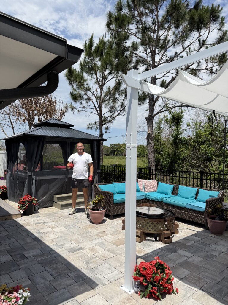 Outdoor living space with gazebo and pergola in Saint Cloud